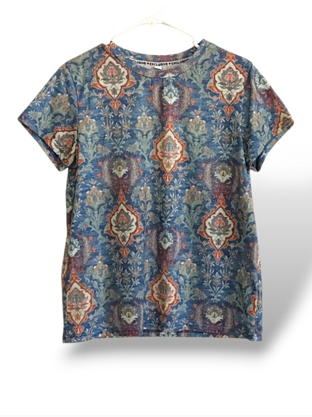 Blue Orange Western T Shirt Medium